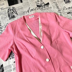 Amy Adams Women's Pink white 80s vintage nwt deadstock maxi dress shoulder pads